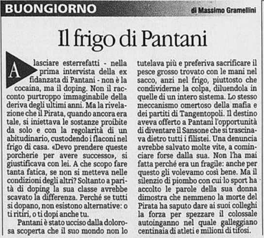 La stampa morte Pantani